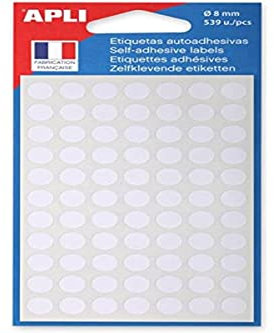 Apli-AGIPA 111830 Pastille Adhésive 8 mm Pochette Lot de 539, Blanc