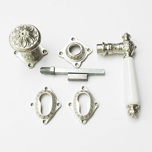 Jugendstil Gründerzeit Haustür- Wohnungstür Beschlag Nickel matt #46-PZK-NMW