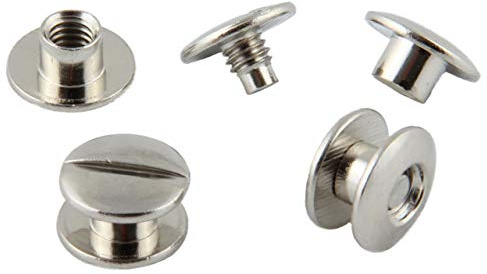 KLEBESHOP24 Buchschrauben vernickelt 3,5 mm, 50 Stück | Für Speisekarten, Musterbücher, Mappen, Alben und Bastelarbeiten