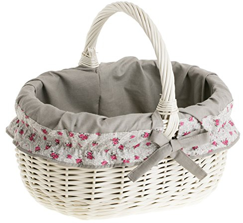 e-wicker24 Panier ovale en osier, gondole, basket, panier à provisions,panier jardin,panier en osier (Blanc_2)