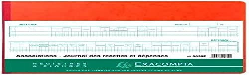 Exacompta Piqûre 25x38cm Comptabilité Associations Journal des Recettes Dépenses 80p