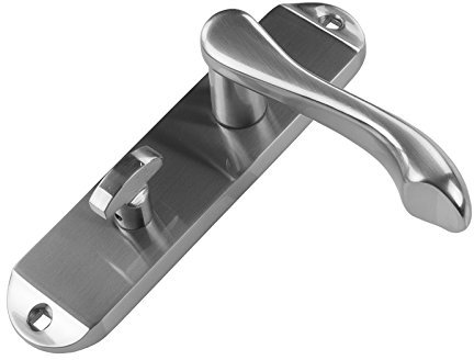 Satin Chrome Door Handles Lever, Lock or Bathroom Pair Of New (Bathroom)