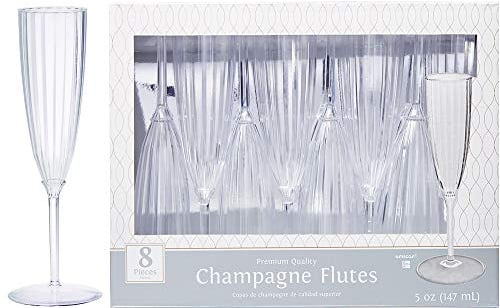 Clear Premium Quality Plastic Champagne Flutes 148ml - 8 Pack