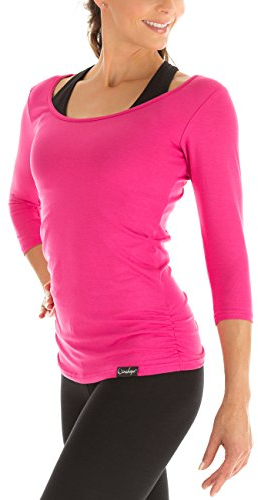 Winshape Women's Fitness Yoga Pilates 3/4-Sleeved Shirt WS4, Womens, Fitness Yoga Pilates Arm Shirt, Pink, X-Large