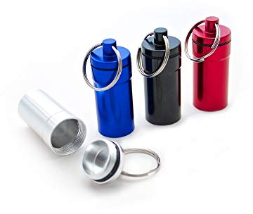 4er Set Pillendose 53 x 21 mm Pillenbox Tablettendose Alu Mini Box Dose Pillen Kapsel Aufbewahrungsbox Klein Schlüsselanhänger