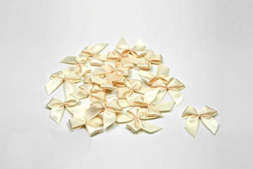 20 Stück Satinschleifen 2,5x3cm (champagner 815) // Deko Schleifen für Hochzeit Taufe Kommunion Applikation Streudeko einfarbig