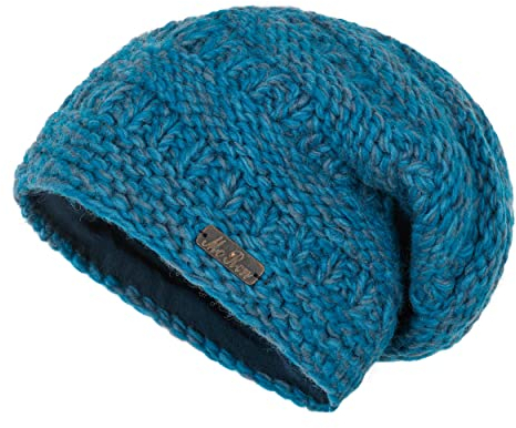 alpengoa McRon Damen Gefütterte Beanie Wollmütze Modell Aloha I Türkis Meliert