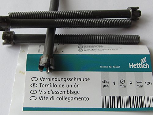 Hettich Verbindungsschraube, ø 8 x 100 mm, Stahl roh, 4 Stück, 9136775