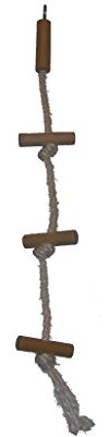 pipano Kletterseil 36 cm Sisal Seil 5 mm mit Holz für Vogelkäfig, Wellensittich, Vogelspielzeug, KH5