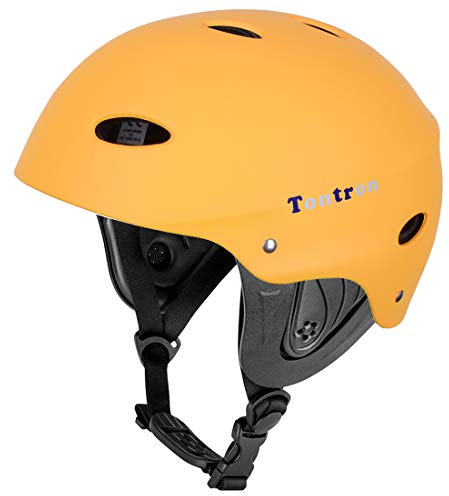 Tontron Classic Wakeboard Kite Surf Casco per sport acquatici (giallo opaco, L)