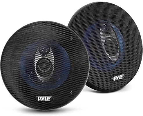 Pyle Haut Parleurs Voiture (Paire), Enceinte voiture, Cône Bleu Poly Injection, Système 3 Voies, 200W, Contour en Caoutchouc Butyle, Réponse 100-20 kHz, 4 Ohms, Bobine ASV 2,5 cm