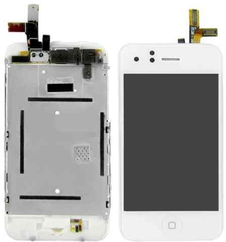 7 in1 Cristal + Touch Screen + LCD Display pantalla + Frame Montado para iPhone 3 G Blanco