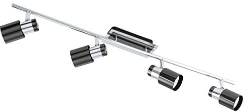 EGLO LED Deckenlampe Davida 1, 4 flammige Deckenleuchte | Deckenspot aus Metall in Chrom, Nickel-Nero, Wohnzimmerlampe, Spot inkl. GU10 Leuchtmittel, warmweiß