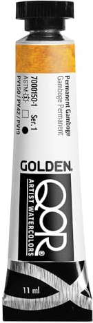 GOLDEN QoR Artist Watercolors, Permanent Gamboge, 11 ml Tube