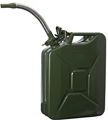 Oxid7® Bidón de combustible metálico 20 litros incl. Boquilla flexible, aprobado por la ONU | Bidón de combustible apto para gasolina, diésel y bioetanol