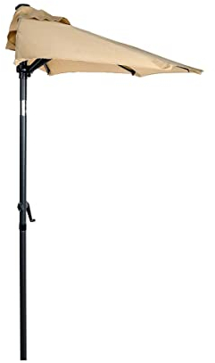 BUTLERS Halbrunder Sonnenschirm (185 x 95 cm) Schirmstange Ø 38 mm -SIESTA- Balkonschirm mit Kippfunktion, Kurbel, UV-Schutz | ideal für Wandmontage am Balkon | Sonnenschutz für Garten, Terrasse