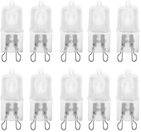 10 Pack Frosted Lense 40W Q40/G9/FR/120V G9 JCD 40 Watt 120 Volt T4 JD Type Halogen Light Bulb Photography Studio Bar Lounge Gallery Museum Kitchen Island Microwave Range Hood Bathroom Vanity Lighting