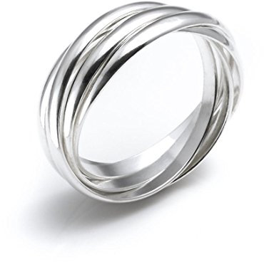 Silverly Frauen 925 Sterling Silber vier Band Interlocking russischen Hochzeits Ring