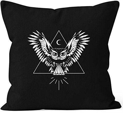 Autiga Kissenbezug Eule Kissen-H?lle Deko-Kissen 40x40 Baumwolle schwarz Pullover