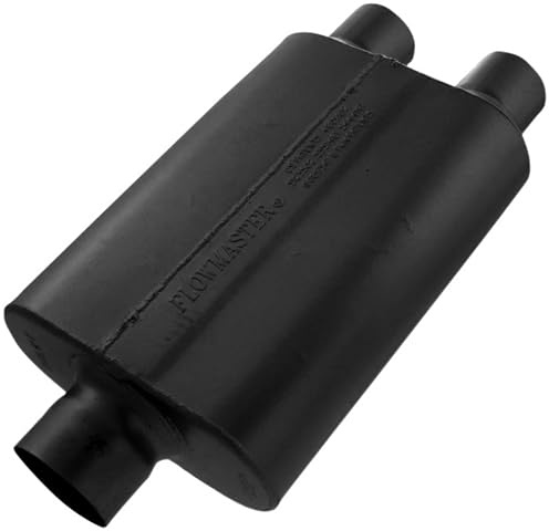 Flowmaster 40 Series Original Chambered Muffler – 3.00” Center In / 2.50” Dual Out – Aggressive Sound – 16-Gauge Aluminized Steel – For Muscle Cars, Street Rods, Trucks, SUVs & Strip Builds (430402)