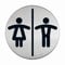 Durable 492023 Pictograma para puerta redonda (WC damas y caballeros, 83 mm) plata metálica
