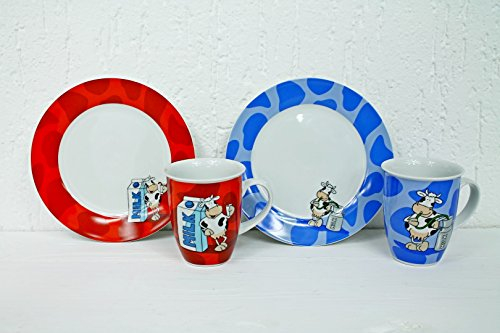 Unbekannt TELLER BLAU - Teller oder Tasse mit Kuh Motiv in rot oder blau - FLIRT Ritzenhoff & Breker