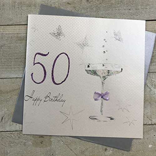 WHITE COTTON CARDS Glückwunschkarte zum 50. Geburtstag, handgefertigt (in englischer Sprache)