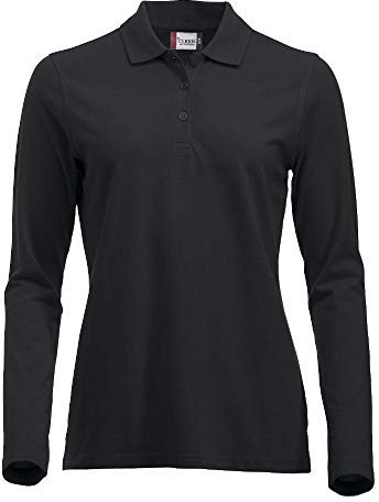 CliQue Women's Clique Classic Long Sleeved Womens Marion Polo Shirt, Black, M UK