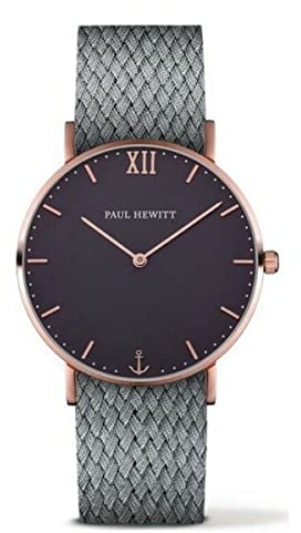 Paul Hewitt Unisex Erwachsene Analog Quarz Uhr mit Nylon Armband PH-SA-R-St-B-18S