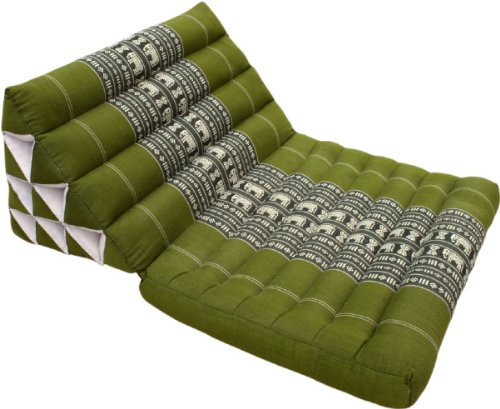 GURU SHOP Thaikissen, Dreieckskissen, Kapok, Tagesbett mit 1 Auflage - Hennagrün, 30x50x75 cm
