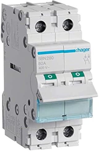 Interruptor modular, 2 polos, 80A