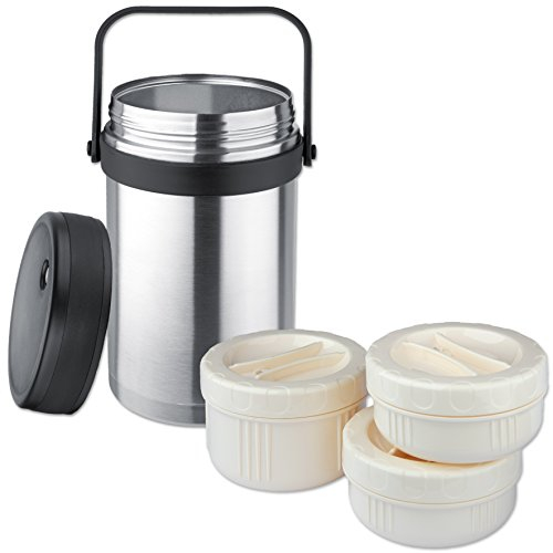 Isosteel 2063870 Boîte de Conservation Isotherme sous Vide d'air INOX Argent 20,8 x 12,4 x 12,4 cm
