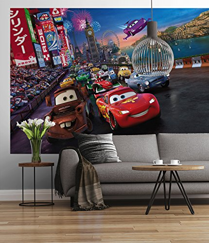 Sunny Decor | Disney | Fototapete CARS RACE | 254 x 184 cm | Tapete, Wand Dekoration, Auto, Autorennen, McQuuen, Kinderzimmer | SD401