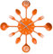 Premier Housewares 2200670 Cutlery Wall Clock - Orange, 43 cm H x 43 cm W x 5 cm D