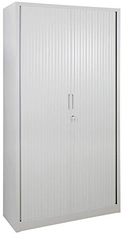 ADB Rolladenschrank Aktenschrank Büroschrank Büro Regal Schrank 1950x1000x450 mm Metall Büro Jalousieschrank Weiss abschliessbar