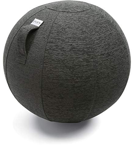 VLUV® BOL STOV Sitzball Büro Ergonomisch [Atmungsaktiv mit Tragegriff und Wegrollschutz] Waschbarer Stoffbezug | Schwangerschaftsball| Gymnastikball Schwangerschaft Sitzball 65cm