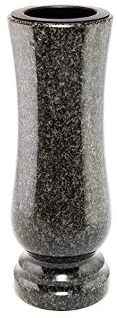 Afterglow Stilvolle Grabvase aus echtem Granit Impala hell Höhe 27 cm/Ø 11 cm Grabschmuck wetterfest frostsicher Granitvase mit Kunststoffeinsatz Friedhofsvase