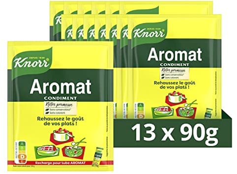 Knorr Recharge pour Assaisonnement en Poudre Aromat, pour Rehausser le Goût de vos Plats, Sans Colorant ni Conservateur - 90g x (Lot de 13 Sachets)