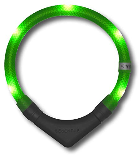 LEUCHTIE® Plus Leuchthalsband Hund batteriebetrieben, wasserdichtes LED Halsband, Hundehalsband Leuchtend mit 100 h Leuchtdauer, enorm hell, neongrün Größe 50