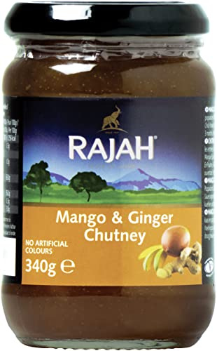 Rajah Mango & Ingwer Chutney – scharf, würzig – Ideal zum Würzen von Fleisch, Fisch, Käse oder als Dip – 2 x 340 g