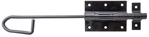 Alberts 137151 Bolzen-Schlossriegel | mit befestigter Schlaufe | schwarz kunststoffbeschichtet | Platte 90 x 67 mm | Bolzen Ø13,5 x 300 mm