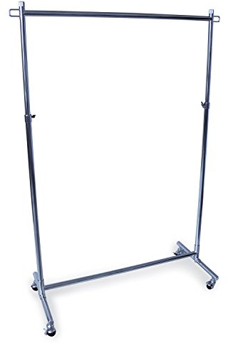 GERSO Stabiler Kleiderwagen 1m breit rollbarer Kleiderständer höhenverstellbar bis 189cm silber