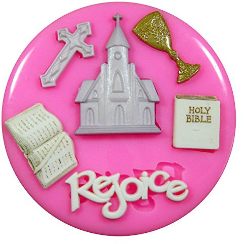 First Holy Communion Church Cross Religion Silicone Mould Mold for Cake Decorating Cake Cupcake Toppers Icing Sugarcraft Tool by Fairie Blessings