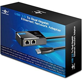 Vantec USB 3.0 to Dual Gigabit Ethernet Network Adapter (CB-U320GNA),Black