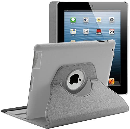 ebestStar - Cover per iPad 4 3 2 Apple, Custodia Protezione Rotazione 360, Pelle PU, Grigio
