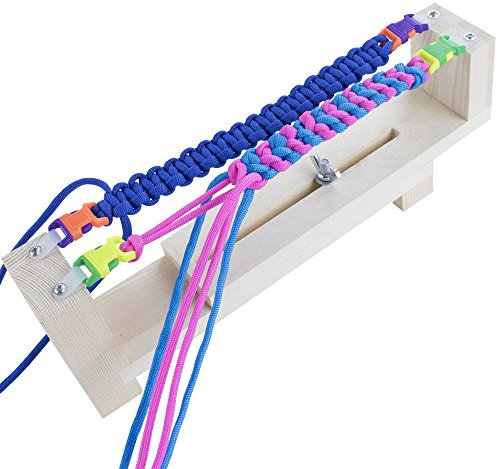 West Coast Paracord Bracelet Maker with 550 Paracord and Buckles - Adjustable Wristband Maker Pack Kit - Parachute Cord Braiding Weaving DIY Crafting Tool - Wooden Base