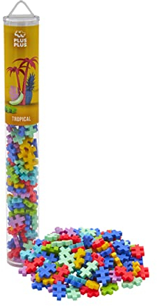 Plus-Plus 9604264 Geniales Konstruktionsspielzeug, Tropical, Kreativ-Bausteine Tube, 100 Teile, Mehrfarbig, Mini, 300.4264