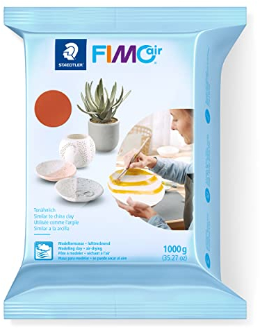 STAEDTLER lufttrocknende Modelliermasse FIMO air, terrakotta, sofort gebrauchsfähig, kein Brennvorgang notwendig, 1000g, angenehme Haptik, klebt nicht, mind. 95% natürliche Rohstoffe, 8101-76