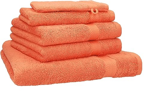 Betz Lot de 5 Serviettes Set de 1 Drap de Bain 2 Serviettes de Toilette 1 Serviette d'invité 1 Gant de Toilette 100% Coton Premium Color Orange