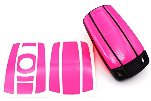 Finest Folia Schlüssel Folie K141 für 3 Tasten Auto Schlüssel (nur Keyless Go) Folien Cover (Neon Pink)